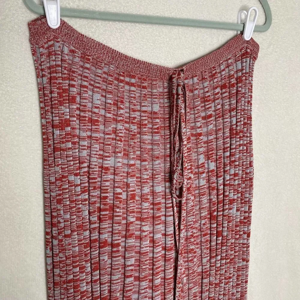 Christopher Esber Mélange Pleated Knit Tie Ribbed Maxi Skirt Red Medium Marled
